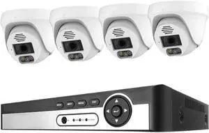 Gadpiparty Security Camera System 8CH 8MP 5MP Video Surveillance Kit Ai Face Detection Two Way Audio IP Camera Set(None,8CH NVR 4Pcs Cam 5MP)