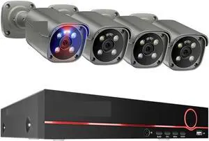 Gadpiparty H.265 8CH 5MP 4K POE Camera System Smart AI Full Color Night Vision Face Detection CCTV Video Security Surveillance Kit(None,8CH 4pcs Camera 8MP)