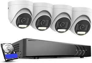 Gadpiparty 8CH 5MP Security Camera System 5MP Lite 5IN1 H.265+ DVR with 4PCS 5MP PIR HD EXIR Dome IP67 Surveillance CCTV Kit(None)