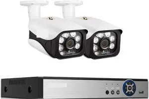 Gadpiparty 8MP CCTV Camera Security System Kit 4K 8CH NVR Kit Outdoor Waterproof Audio POE Bullet Monitoring Camera Video Surveillance Set(None,8CH NVR 2PCS Camera_U/S)
