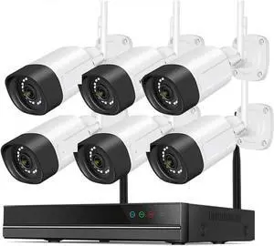 Gadpiparty 5MP WiFi Surveillance Camera System Color Night Vision P2P Wireless Street Security CCTV Camera Kit 10CH Wireless NVR Set(None,10)