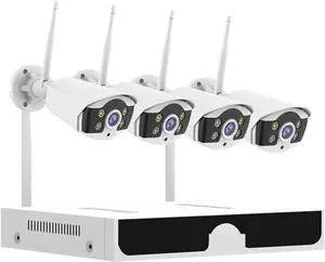 Gadpiparty 3MP 5MP WiFi CCTV System 10CH NVR Security Camera System Two Way Audio Outdoor Wireless IP Cameras Video Surveillance Kit(None,10CH 3MP 4 Cameras)