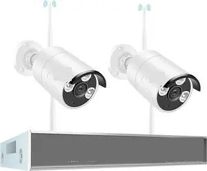 Gadpiparty 5MP 8CH Wireless CCTV System 1920P Outdoor Waterproof WiFi IP Security Camera Audio Record P2P Video Surveillance Kit(None,8CH NVR with 2 Cam)
