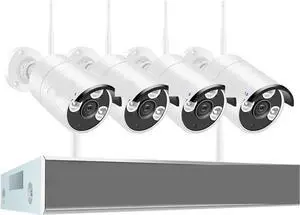 Gadpiparty 5MP 8CH Wireless CCTV System 1920P Outdoor Waterproof WiFi IP Security Camera Audio Record P2P Video Surveillance Kit(None,8CH NVR with 4 Cam)