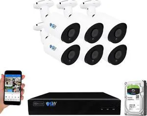 Gadpiparty GW Security 8 Channel 4K NVR 6MP H.265 AI Human Detection Surveillance Security Camera System with 6 Super HD 6MP IP PoE Microphone Security Cameras