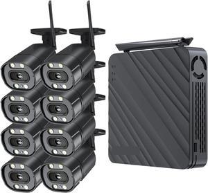 Gadpiparty 5MP Wireless CCTV System 8CH NVR WiFi Camera Kit IP Cameras Security Audio Video Surveillance Set Two Way Audio Monitor(8PCS 3MP Camera)