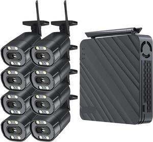 Gadpiparty 5MP Wireless CCTV System 8CH NVR WiFi Camera Kit IP Cameras Security Audio Video Surveillance Set Two Way Audio Monitor(8PCS 3MP Camera)