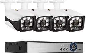 Gadpiparty 8MP CCTV Camera Security System Kit 4K 8CH NVR Kit Outdoor Waterproof Audio POE Bullet Monitoring Camera Video Surveillance Set(None,8CH NVR 4PCS Camera_U/S)