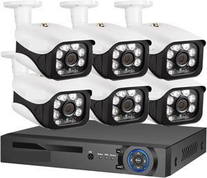 Gadpiparty 8MP Security Camera System 4K POE NVR Outdoor Video Surveillance Kit Home IP CCTV Camera Set(None,8CH NVR and 6 Camera)