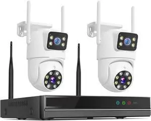 Gadpiparty 6MP WiFi Dual Lens Camera Security System Kit 3K IP Cameras with 16CH NVR Recorder Set P2P Video CCTV Surveillance System(None,10CH NVR 2 Cameras_E/U)