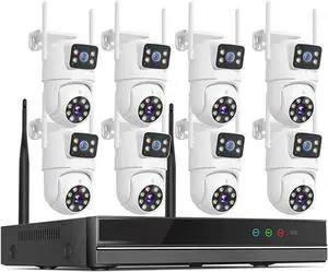 Gadpiparty 6MP WiFi Dual Lens Camera Security System Kit 3K IP Cameras with 16CH NVR Recorder Set P2P Video CCTV Surveillance System(None,10CH NVR 8 Cameras_A/U)