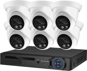 Gadpiparty Security Camera System 8MP 4K POE NVR Kit CCTV Audio Recording Outdoor AI Color Night Vision Video Surveillance IP Camera Set(None,8CH NVR and 6 Camera)