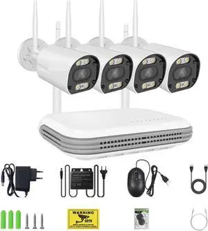 Gadpiparty Wireless CCTV System WiFi Camera Kit 5MP HD Security Camera Audio AI Face Detect IP 8CH NVR Video Surveillance Set(None,8CH NVR 4 Cams 5MP)