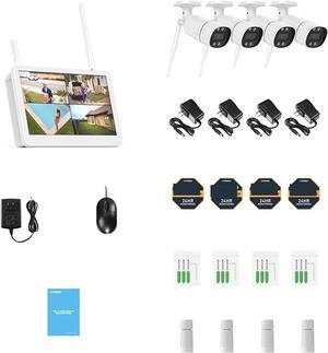 Gadpiparty 3MP 5MP WiFi Security Camera Two-Way Audio System Kit Wireless CCTV System NVR with 12" LCD Monitor(None,3MP 4Pcs Cameras)