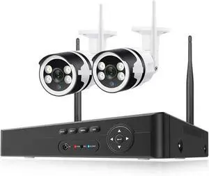 Gadpiparty 3MP 5MP HD Wireless CCTV System Two Way Audio Waterproof WiFi IP Security Camera 8CH NVR Video Surveillance Kit(None,8CH NVR 2Pcs Cam 5MP)