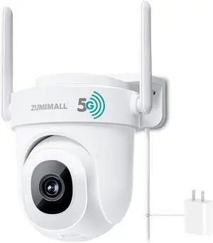 Gadpiparty ZUMIMALL 5MP 5G Security Camera Outdoor Wired, 24/7 Recording Security Camera, WiFi Cameras for Home Security Outdoor, Plug-in Power, 360° Auto Tracking,Noise Detect,Cloud, Compatible with