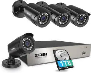 Gadpiparty ZOSI 3K Lite Security Camera System with AI Human Vehicle Detection,H.265+ 8CH HD TVI Video DVR Recorder with 4X HD 1920TVL 1080P Indoor Outdoor Weatherproof CCTV Cameras,Remote Access,1TB