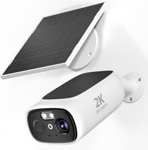 Gadpiparty 2.4G/5G WiFi Cameras for Home Security, 2K Solar Camera Outdoor Wireless, Color Night Vision Spotlight Camera with 130°Wide View2-Way Audio, IP66, Cloud/SD, AI Detection, Works Alexa/Goog