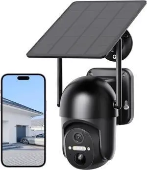 Gadpiparty Solar Security Cameras Wireless Outdoor with 360° Panoramic View, 2K Live Video, Color Night Vision, PIR Motion Alerts, Remote Access, Support 2.4ghz WiFi Outside Camera for Home Surveilla