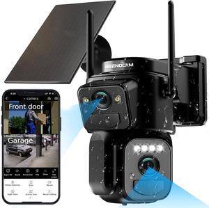 Gadpiparty BEENOCAM Dual Lens 4K Solar Security Camera Wireless Outdoor, 2.4g & 5g WiFi, 360°PTZ Rotating Cam and 110° Fixed Cam 2-in-1 for Home Security with Color Night Vision,2-Way Audio, Light Al