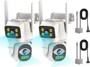 Gadpiparty Dual Lens Cameras for Home Security,2.4G/5G PTZ Outdoor Plug-in Camera,Motion Tracking,Night Vision,24/7 Continous Recording,Work With NVR/DVR Surveillance System,Weather Proof,SD/Cloud St