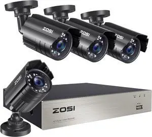 Gadpiparty ZOSI 8CH 3K Lite Home Security Camera System Outdoor Indoor,AI Human/Vehicle Detection,Night Vision,H.265+ 8 Channel 5MP Lite Video DVR with 4pcs 1920TVL 1080P Weatherproof CCTV Cameras,(N