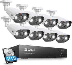 Gadpiparty ZOSI 8CH 4K Spotlight PoE Security Camera System,8pcs 8MP/4K Outdoor Indoor IP Cameras,Person/Vehicle Detection,2 Way Audio,Night Vision,8Channel 8MP NVR with 2TB HDD for Home 24/7 Recordi