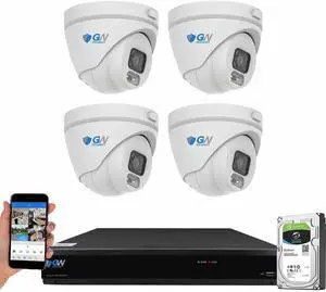 Gadpiparty GW Security 8MP Security Camera System with AI Face/Human/Vehicle Detection, 8CH 4K DVR and 4 x 8MP 2160P Waterproof Microphone Coaxial CCTV Camera, Smart AI Alert & Playback, 1TB Hard Dri