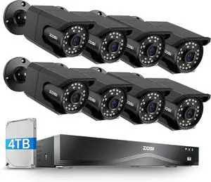 Gadpiparty ZOSI 4K 16CH PoE Security Camera System, 8 x 8MP PoE IP Camera Outdoor Indoor with Human Detection, 100ft IR Night Vision, IP66 Weatherproof, 4K 16CH H.265+ NVR with 4TB HDD for 24/7 Audio