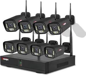 Gadpiparty 8 Channel Wireless Security Camera System, H.265 WiFi NVR Camera System, 8X 3MP Wired Outdoor Indoor Cameras with 2-Way Audio, Face/Motion Detection, Color Night Vision, Dual Alarms, Smart