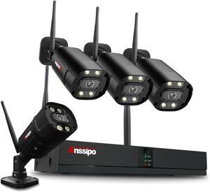 Gadpiparty 4K NVR Security Camera System Wireless, 8 Channel H.265+ NVR for 24/7 Record, 4X 3MP Surveillance Security Cameras, Color Night Vision, Plug-in, Two Way Audio, AI Face/Motion Detection, NO