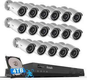 Gadpiparty 16 Channel Security Camera System, 4K 16CH PoE NVR 4TB HDD, 16x 5MP Wired Surveillance IP PoE Cameras Outdoor with AI Human Detection, Built-in Microphone,100ft IR Night Vision, PB37F1616-