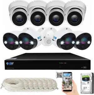 Gadpiparty GW 8 Channel 4K NVR 8MP 4K AI Smart Home Security Camera System, (4) Dome and (4) Bullet Built-in Microphone Audio Recording HD 2160P IP PoE Cameras, Face Recognition/Human/Vehicle Detecti