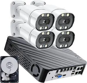 Gadpiparty 8MP 4K Security Camera System, 8CH NVR Recorder with AI Face Vehicle Detection, UHD IP PoE Cameras with Color Night, Spk Work with Xmeye Pro for Home Business Surveillance, 1TB HDD (4 Came