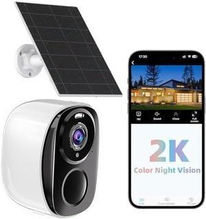 Gadpiparty Security Cameras Wireless Outdoor, Battery Powered Security Cameras with IP65 Waterproof, Two-Way Audio, Color Night Vision, No Subscription WiFi Security Camera-1PACK BW4 with Solar Panel