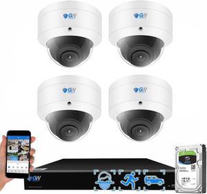 Gadpiparty GW Security 8 Channel NVR UltraHD 4K 8MP Face/Human/Vehicle Detection PoE Security Camera System with 4 x 4K 8MP IP Microphone Smart AI Dome Camera, 100ft Night Vision, Outdoor Indoor Came
