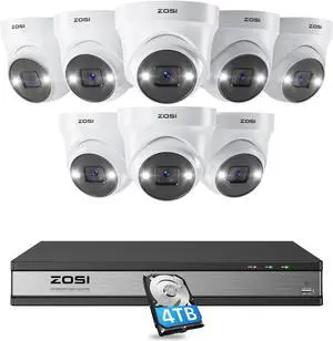 Gadpiparty ZOSI 16CH 4K PoE Security Camera System with Person Vehicle Detection,2 Way Audio,Color Night Vision,16Channel 8MP PoE NVR Recorder with 4TB HDD,8pcs 5MP Indoor Outdoor IP Cameras,for 24/7