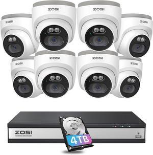 Gadpiparty ZOSI C220 16CH 4K PoE Home Security Camera System, 16CH 8MP 4K NVR with 4TB HDD for 24/7 Record, 8 x 4MP(1440p) QHD 2.5K Dome IP Cameras Outdoor Indoor, Smart AI Human Detection, One-Way A