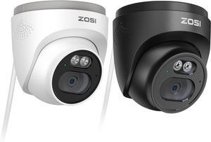 Gadpiparty ZOSI C220 2Pack(Black & White) 4MP QHD 2.5K Add-On PoE IP Camera, 1440p Surveillance Outdoor Camera to Security System, Only Work with Our PoE NVR, IR Night Vision, AI Human Detection, One