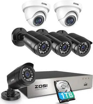 Gadpiparty ZOSI 3K Lite Security Camera System with AI Human Vehicle Detection,H.265+ 8CH HD TVI Video DVR Recorder with 6X HD 1920TVL 1080P Indoor Outdoor Weatherproof CCTV Cameras,Remote Access,1TB