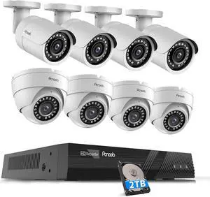 Gadpiparty PoE Security Camera System 8 Channel, (4) Dome (4) Bullet 8MP Wired IP Cameras for Home Surveillance, Built-in Mic, AI Human Vehicle Detection, Remote Access, 4K 8CH NVR 2TB HDD, PM020808-
