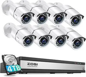 Gadpiparty ZOSI H.265+ 16 Channel Security Camera System, AI Human Vehicle Detect, 16CH Hybrid DVR with Hard Drive 4TB and 8 x 1080p Surveillance Cameras Outdoor Indoor with 120ft Night Vision, Remot