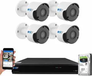 Gadpiparty GW Security 8MP Security Camera System Outdoor with AI Face/Human/Vehicle Detection, 8CH 4K DVR and 4 x 3840TVL 8MP Microphone Home Coaxial CCTV Cameras, Smart AI Playback, Email Alert, 1T