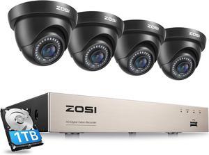 Gadpiparty ZOSI 3K Lite Security Camera System with 1TB Hard Drive,AI Human/Vehicle Detection,Night Vision,H.265+ 8Channel HD TVI DVR Recorder,4pcs 1080P HD 1920TVL Indoor Outdoor Surveillance CCTV D
