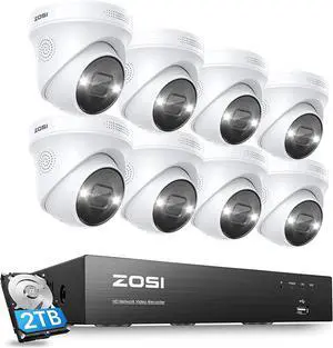 Gadpiparty ZOSI H.265+ 4K PoE Home Security Camera System Outdoor Indoor,4K 8 Channel NVR with 2TB Hard Drive and 8pcs 8MP Surveillance PoE Cameras,100ft Night Vision,Motion Detection,for 24/7 Record