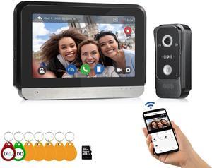 Gadpiparty WiFi Wired Video Doorbell System, 7 Inch Ring Video Doorbell Camera with Monitor, Support Two-Way Intercom Tuya APP Monitor Remote Unlock & 1080 HD IR Night Vision for Villa Home Office Ap