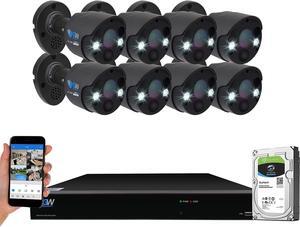 Gadpiparty GW Security 2-Way Audio Floodlight 5.0 Megapixel PoE Security Camera System, 8 Channel 4K NVR with 8 x 5MP Full-time Color Night Vision IP Camera, Thermal PIR Heat & Motion Sensing, Two Wa