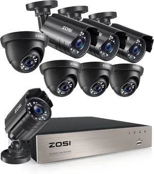 Gadpiparty ZOSI 1080p Home Security Camera System Indoor Outdoor, 8 Channel 1080P HD CCTV DVR Recorder and 8 x 1080p Weatherproof Surveillance Bullet Dome Camera, Remote Access, Motion Detection (No