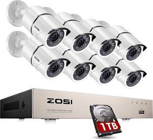 Gadpiparty ZOSI 8CH 1080P Security Camera System Outdoor with 1TB Hard Drive,H.265+ 8Channel 1080P CCTV Recorder 8pcs HD 1920TVL Home Surveillance Cameras with 120ft Night Vision Easy Remote Access M