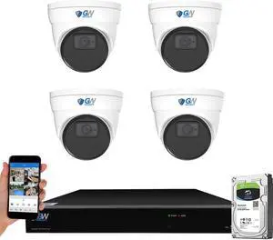 Gadpiparty GW Security 8 Channel NVR UltraHD 12MP 4K @30FPS Face/Human/Vehicle Detection PoE Security Camera System with 4 x 12MP IP Microphone Smart AI Dome Cameras, Color Night Vision, Outdoor/Indo